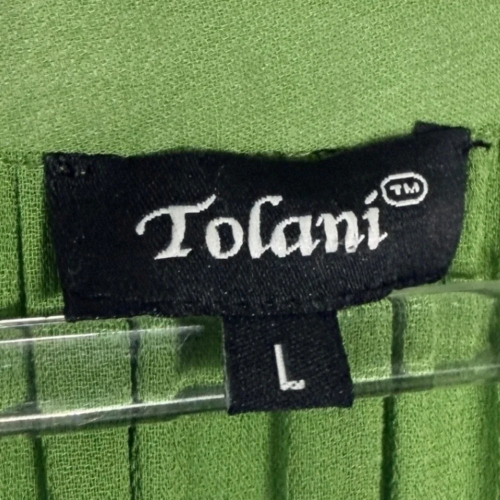 Tolani Lauren Style Lime Green Embroidered Boho Tunic Blouse 100% Viscose Large - Picture 11 of 14